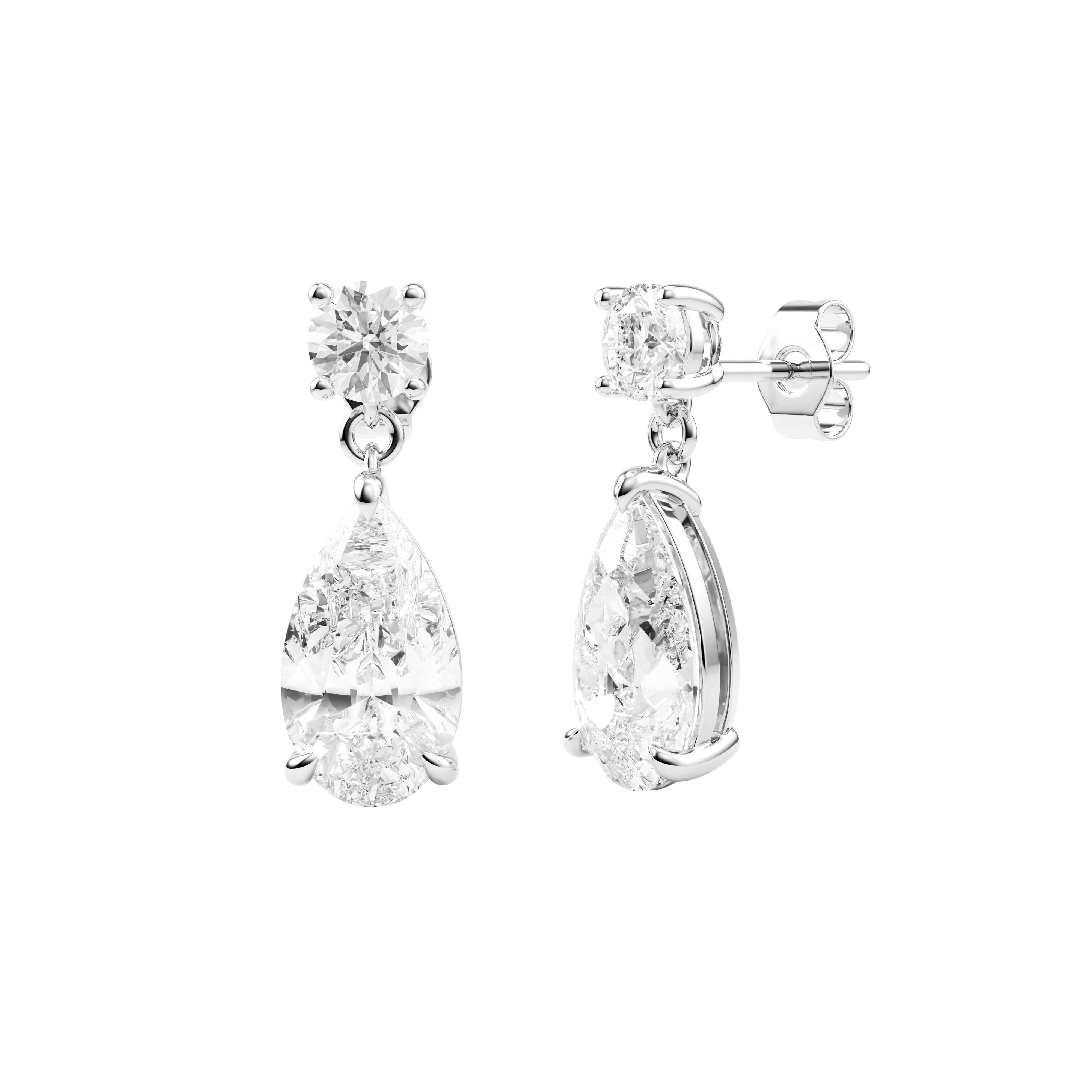 14k White Gold — Pear Drop Earrings